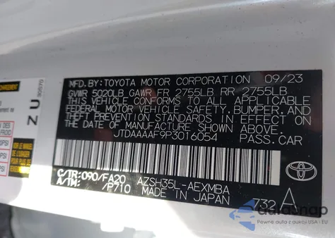 2023 Toyota Crown Xle z USA, uszkodzony, nr VIN JTDAAAAF9P3016054